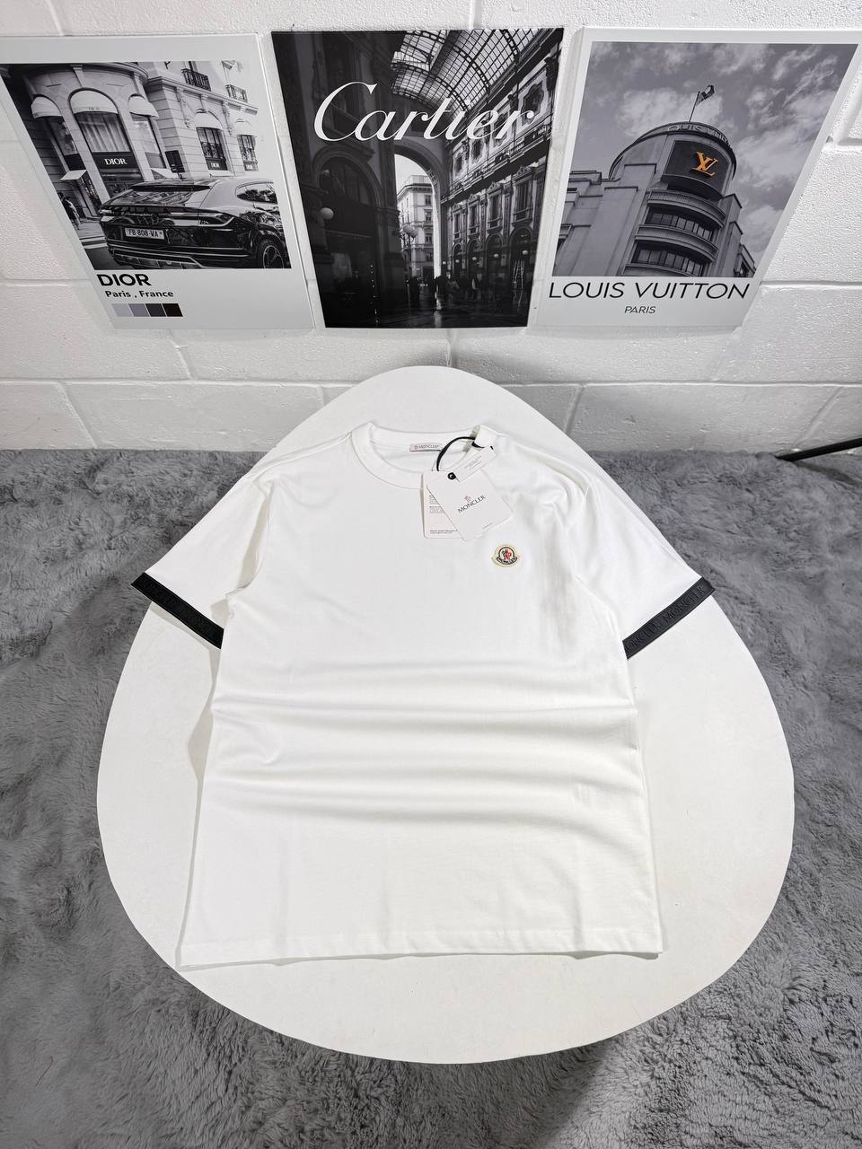 Moncler Men's Printed Logo Black Stripe T-Shirts in 2 Colors UK Reps AAA Quality