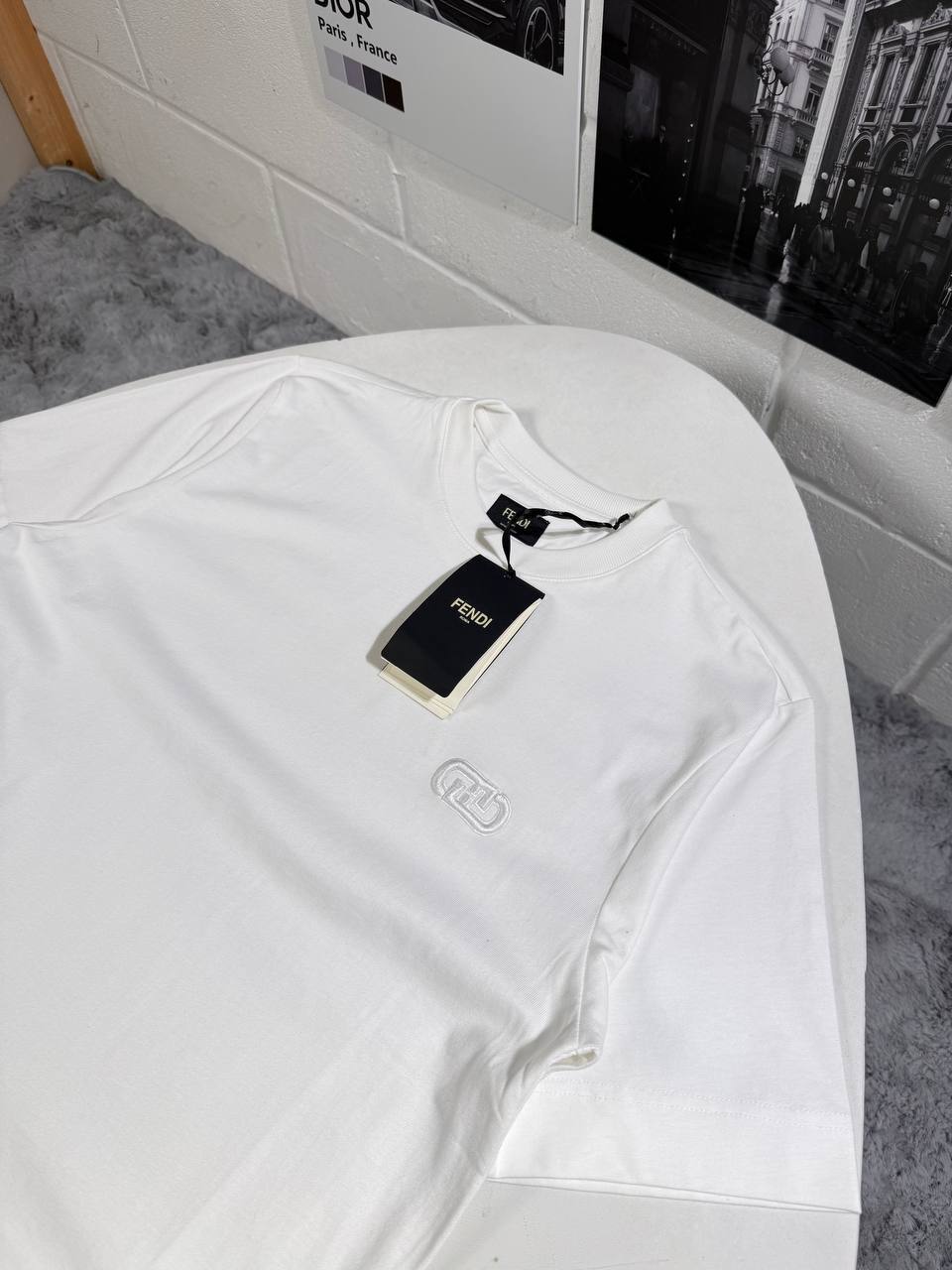 Fendi Logo Classic T-Shirts Mens in White Colora Best Sale UK Reps AAA Quality