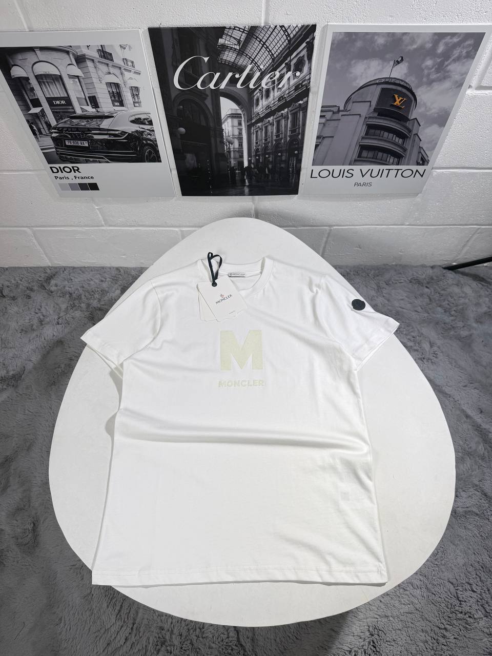 Moncler Men's M Printed Logo T-Shirts in White Color UK Reps AAA Quality