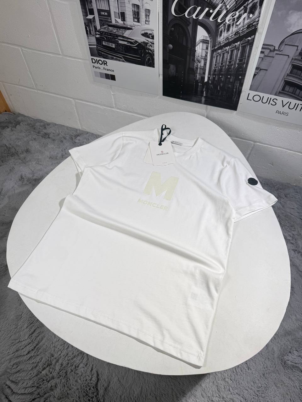 Moncler Men's M Printed Logo T-Shirts in White Color UK Reps AAA Quality