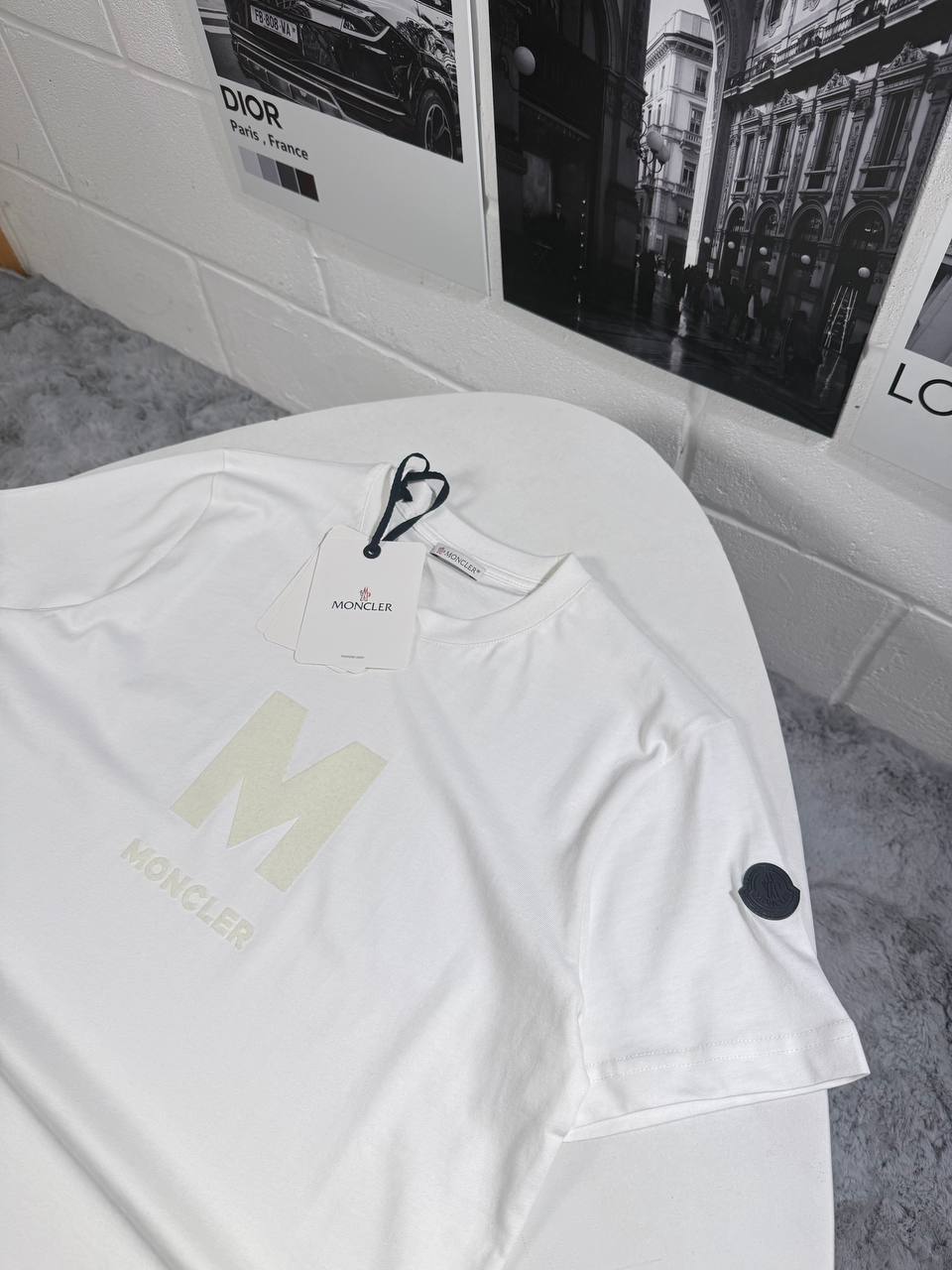 Moncler Men's M Printed Logo T-Shirts in White Color UK Reps AAA Quality