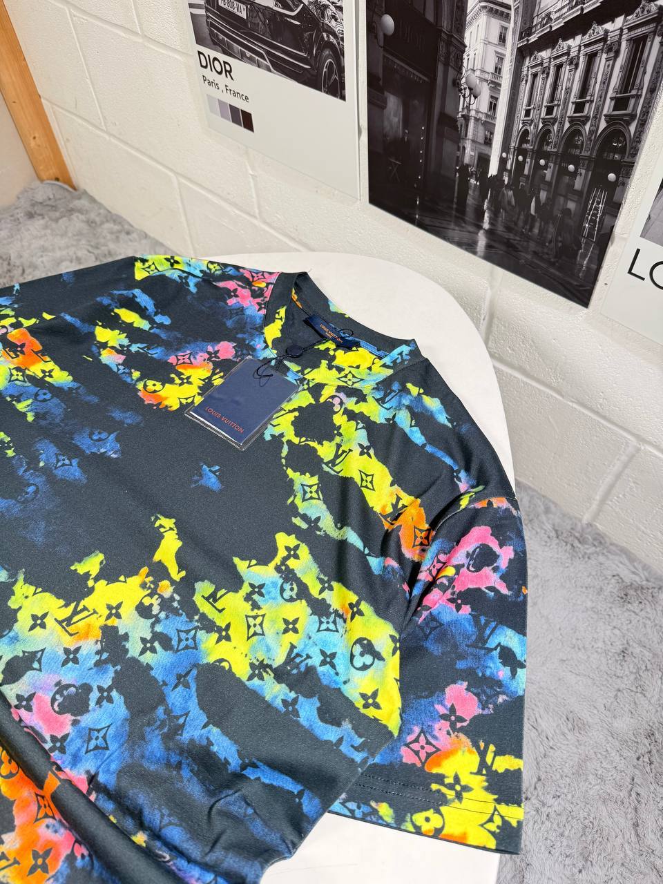 Louis Vuitton Monogram Dye T-Shirt Mens in Blue Color Best Sale UK Reps AAA Quality