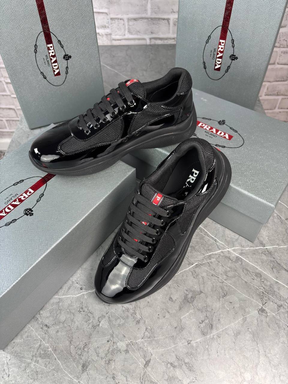 Prada America's Cup Patent Leather Mens Trainers in Multiple Colors UK Reps AAA Quality