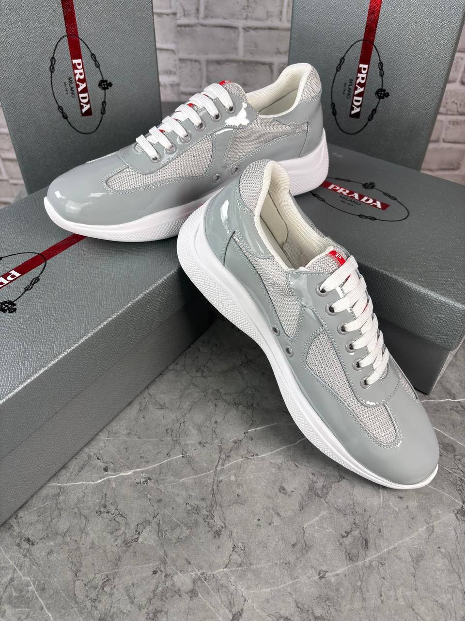 Prada America's Cup Patent Leather Mens Trainers in Multiple Colors UK Reps AAA Quality