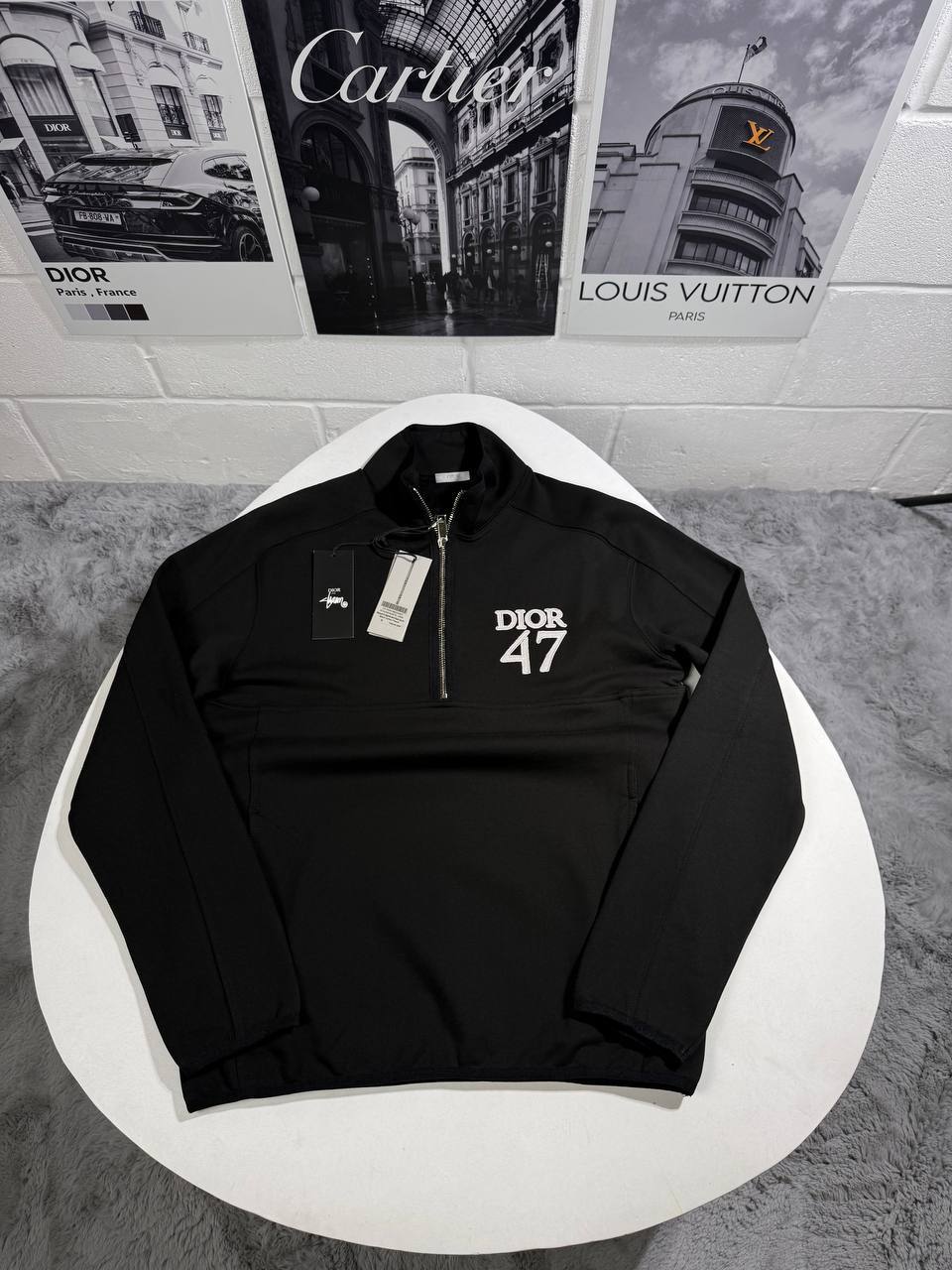 Christian Dior CD Dior 47 Fleeced Half Zip Cotton Mens Jumpers in Multiple Colors Best Sale UK Reps AAA Quality