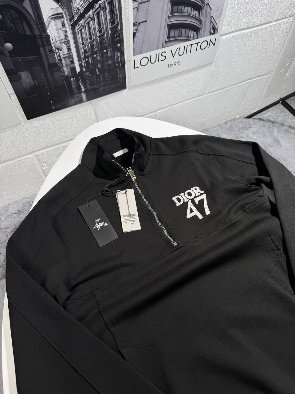 Christian Dior CD Dior 47 Fleeced Half Zip Cotton Mens Jumpers in Multiple Colors Best Sale UK Reps AAA Quality