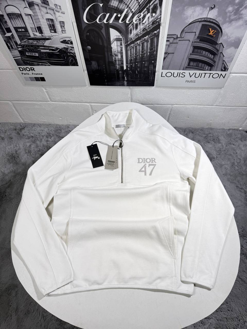 Christian Dior CD Dior 47 Fleeced Half Zip Cotton Mens Jumpers in Multiple Colors Best Sale UK Reps AAA Quality