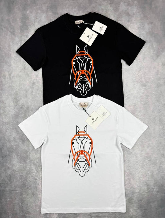 Hermes Horse Graphic T-shirt Mens in 2 Colors UK Reps AAA Quality