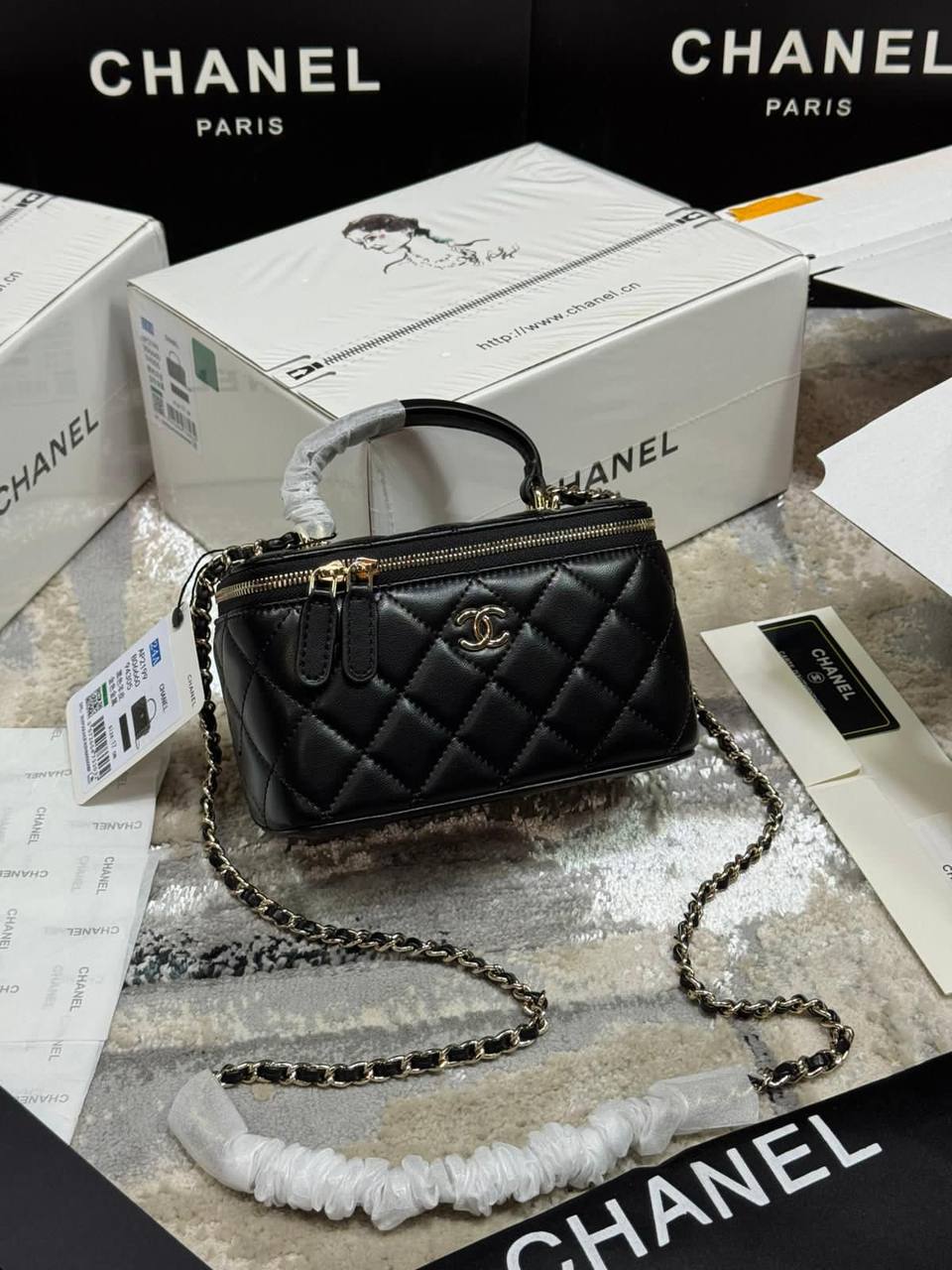 Chanel Vanity Womens Bag in Black Color UK Reps AAA Quality