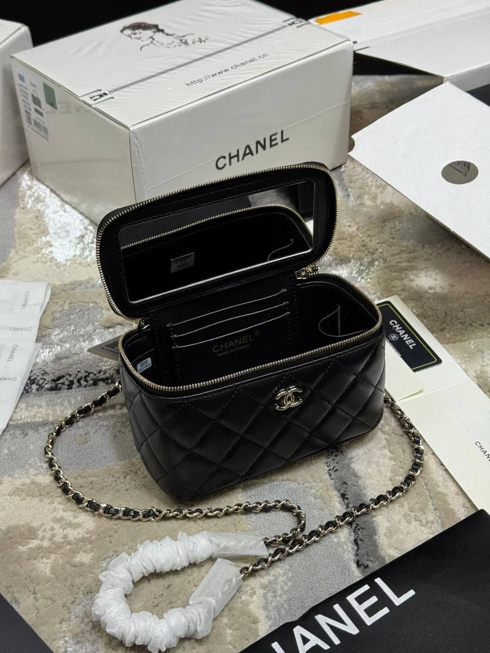 Chanel Vanity Womens Bag in Black Color UK Reps AAA Quality