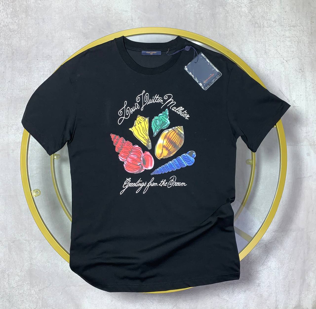 Louis Vuitton Shell Print T-Shirt Mens in 2 Colors Best Sale UK Reps AAA Quality