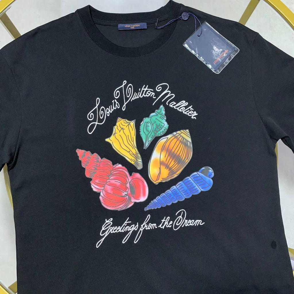 Louis Vuitton Shell Print T-Shirt Mens in 2 Colors Best Sale UK Reps AAA Quality