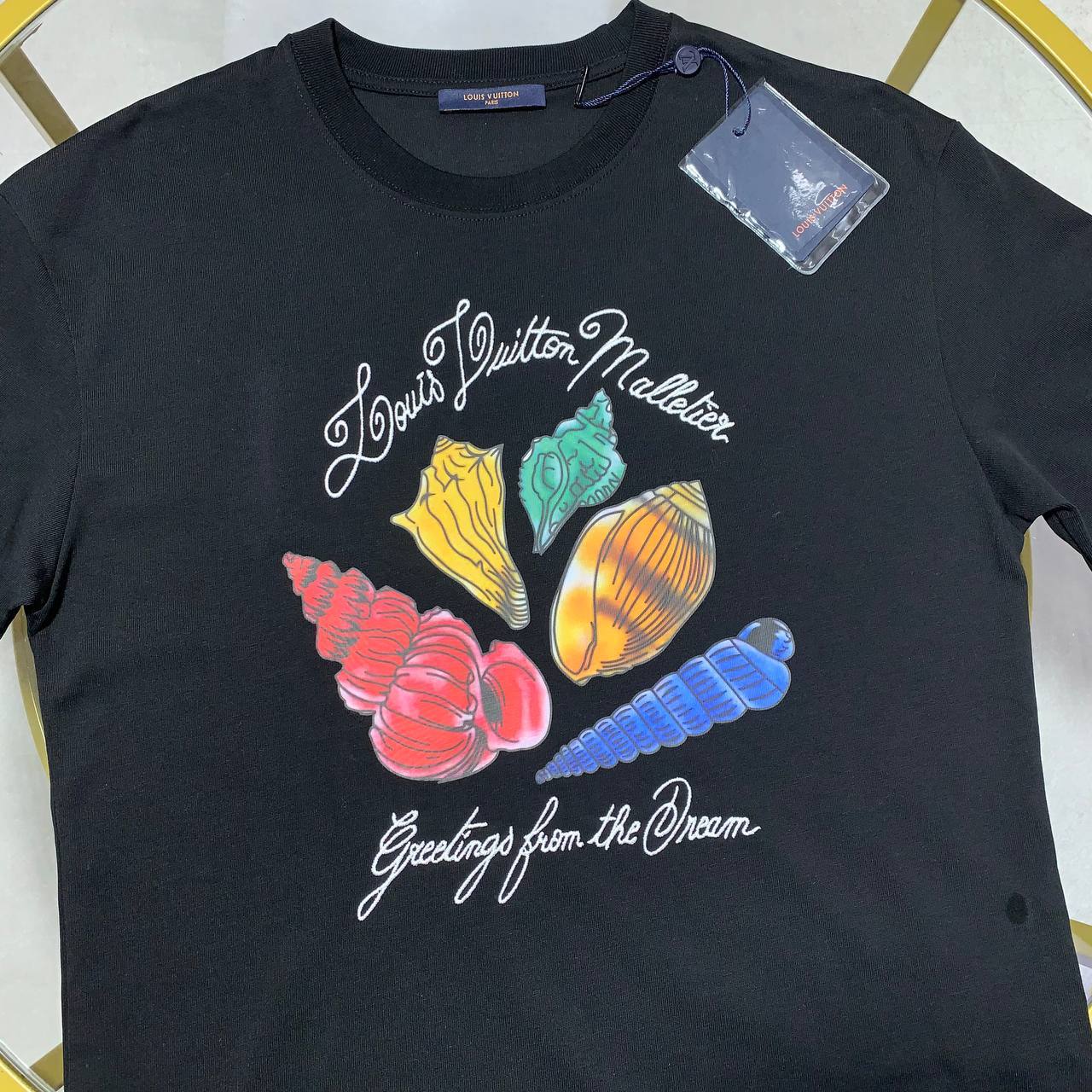 Louis Vuitton Shell Print T-Shirt Mens in 2 Colors Best Sale UK Reps AAA Quality