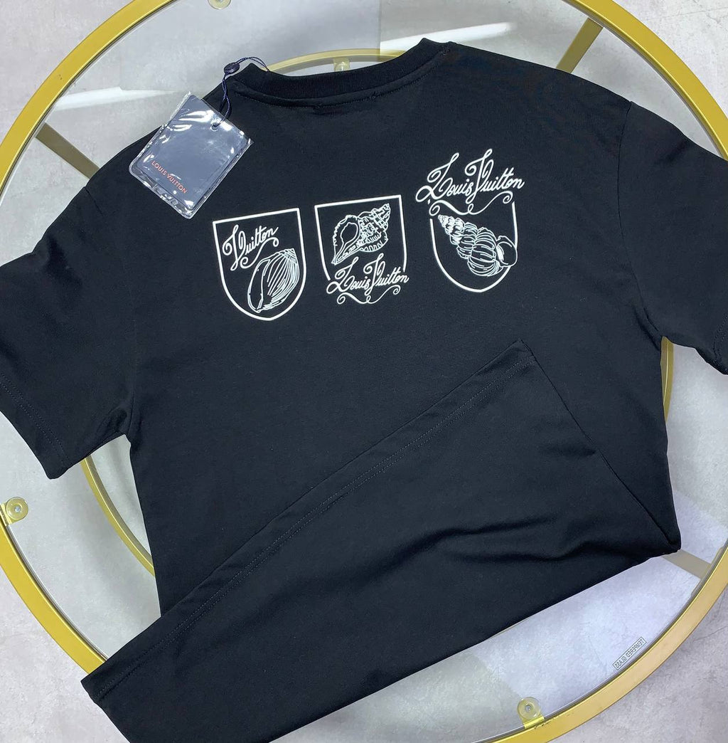 Louis Vuitton Shell Print T-Shirt Mens in 2 Colors Best Sale UK Reps AAA Quality