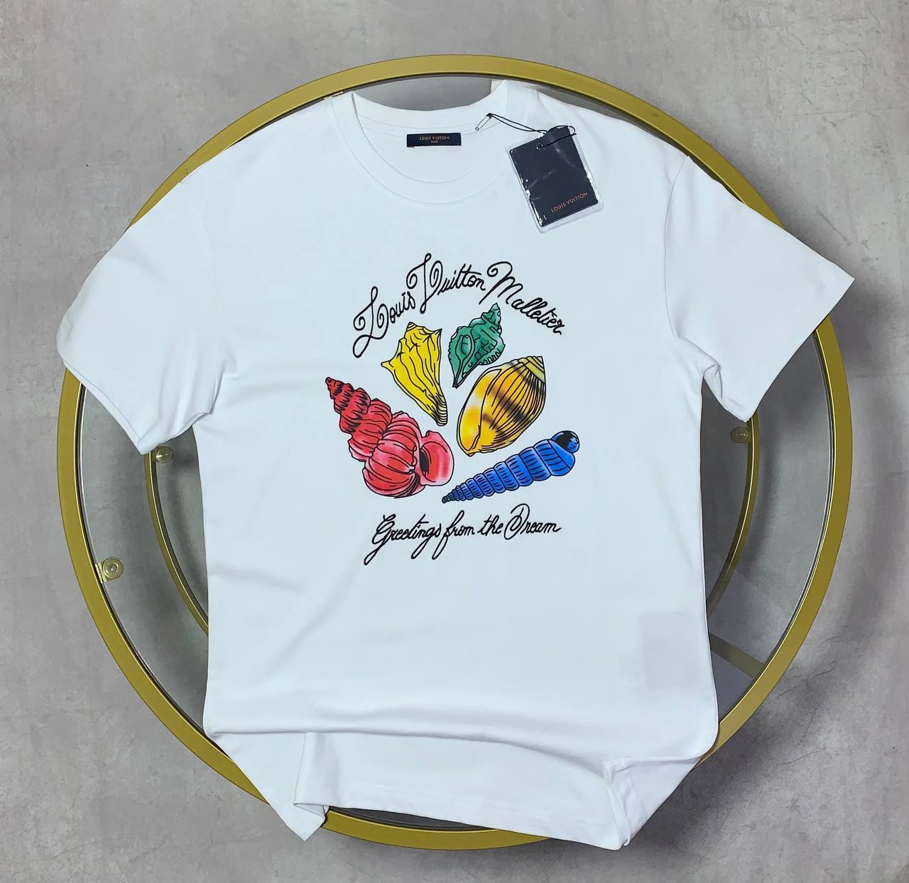 Louis Vuitton Shell Print T-Shirt Mens in 2 Colors Best Sale UK Reps AAA Quality