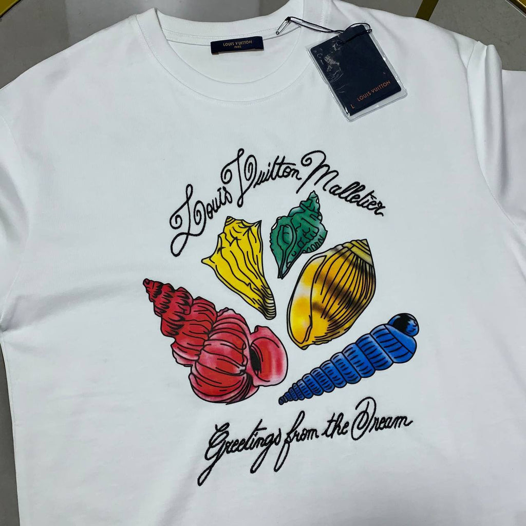 Louis Vuitton Shell Print T-Shirt Mens in 2 Colors Best Sale UK Reps AAA Quality