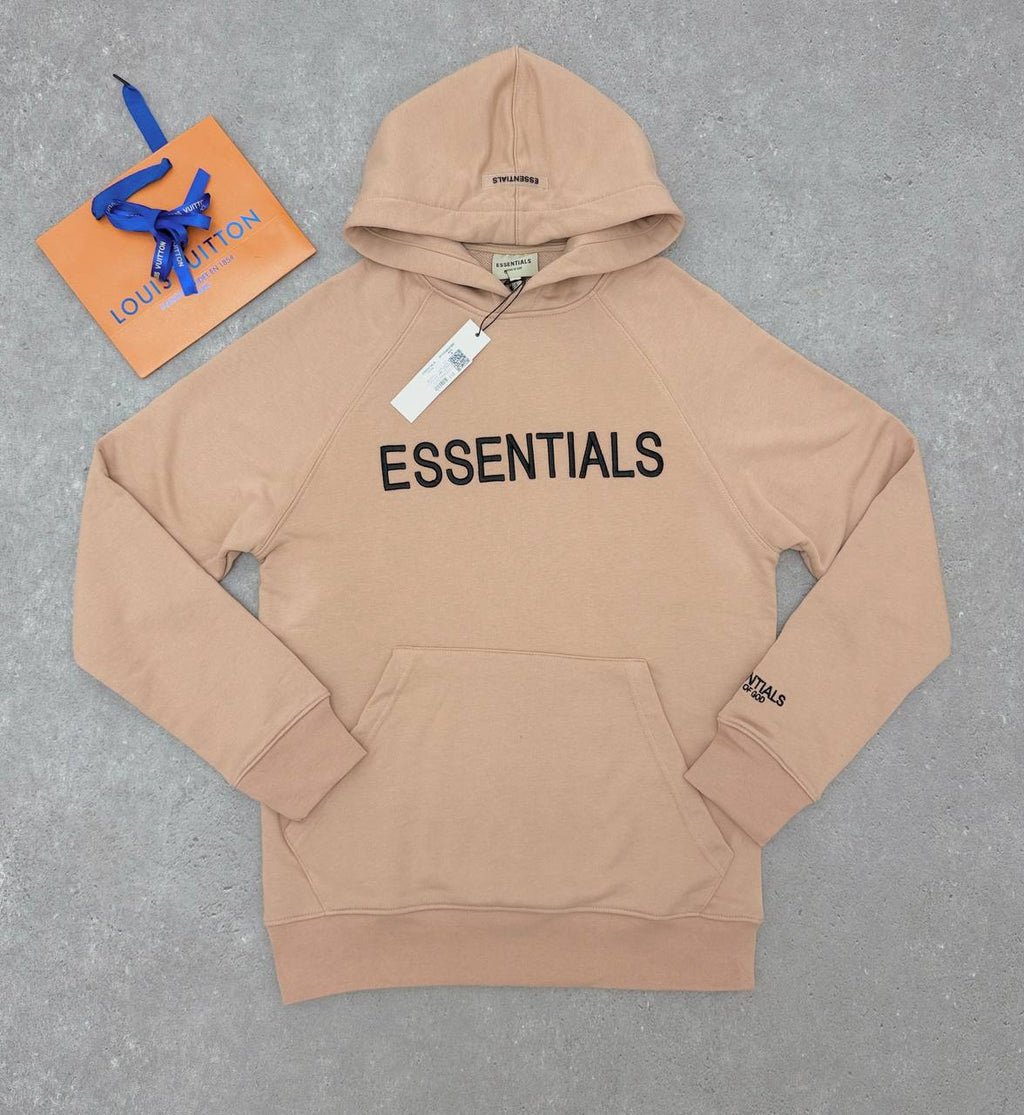 Essentials Logo Mens Hoodie in Beige Color Best Sale UK Reps AAA Quality