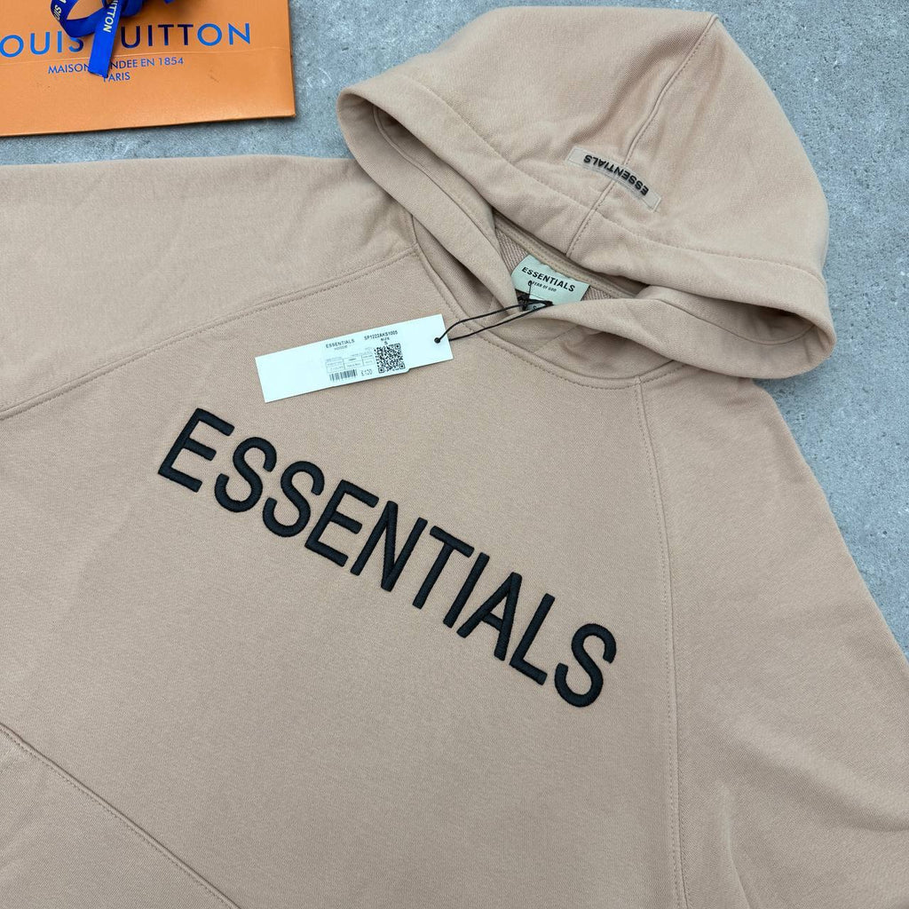 Essentials Logo Mens Hoodie in Beige Color Best Sale UK Reps AAA Quality