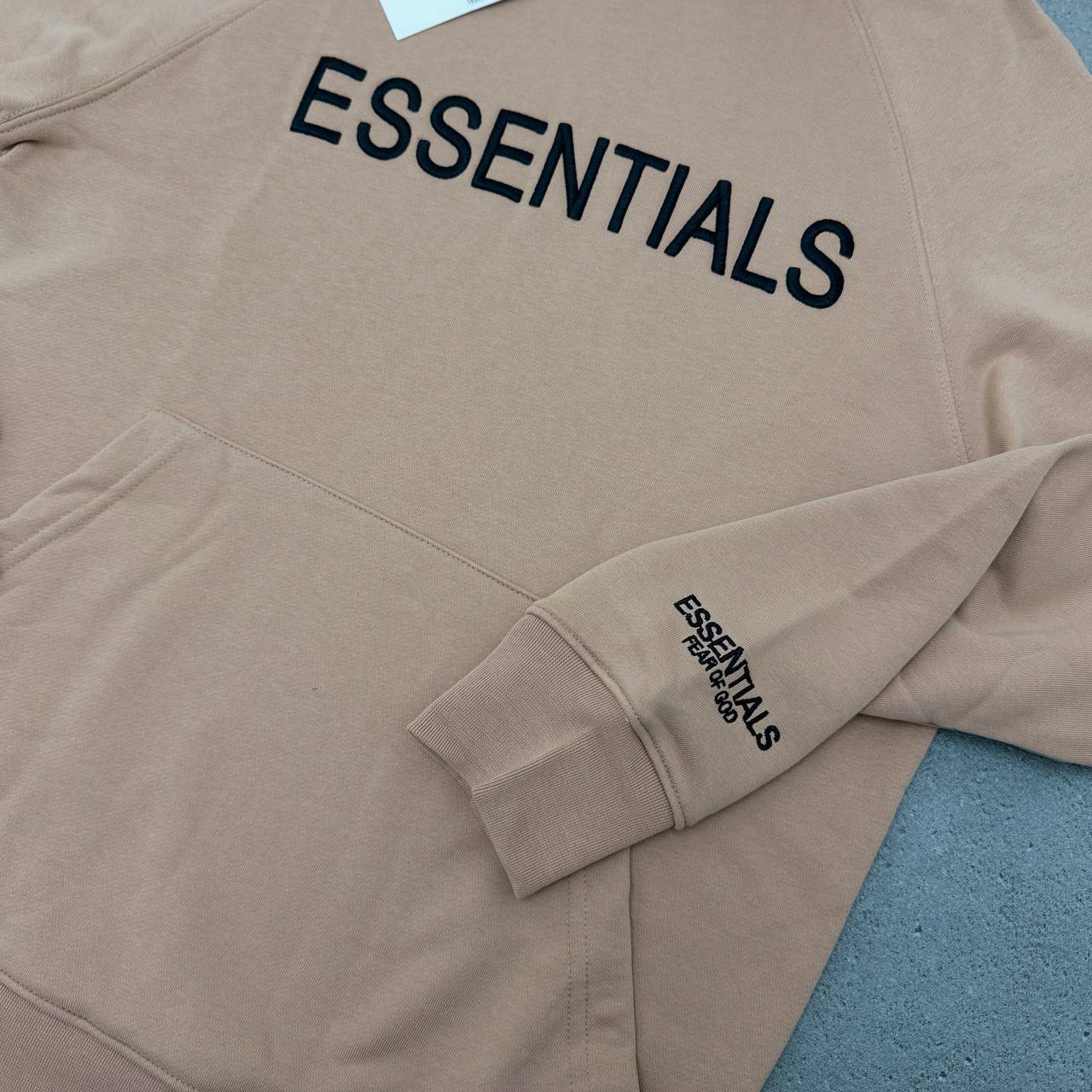 Essentials Logo Mens Hoodie in Beige Color Best Sale UK Reps AAA Quality