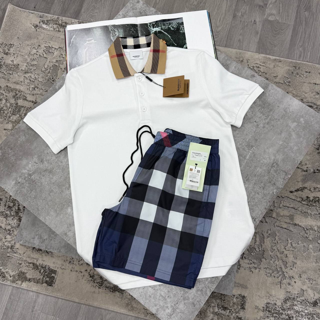 Burberry Men Check Color Polo Shirts & Shorts Sets in Multiple Colors UK Reps AAA Quality
