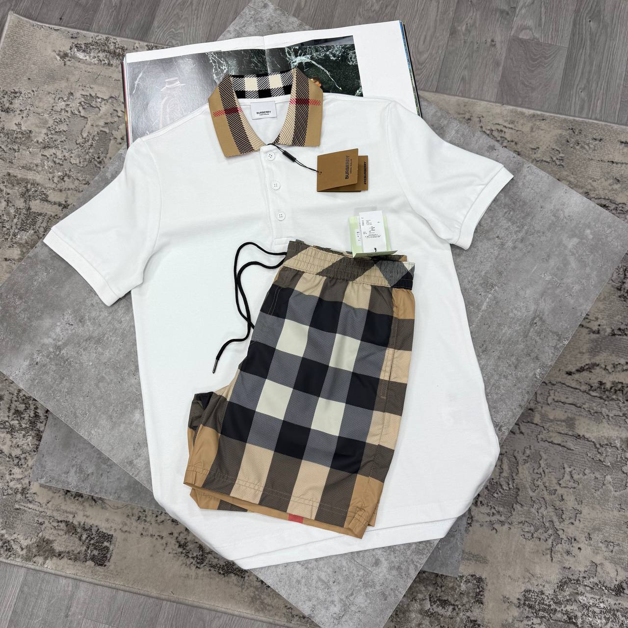 Burberry Men Check Color Polo Shirts & Shorts Sets in Multiple Colors UK Reps AAA Quality