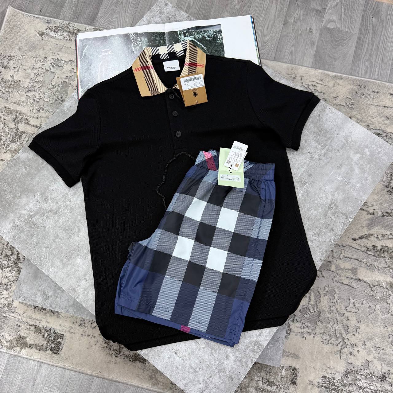 Burberry Men Check Color Polo Shirts & Shorts Sets in Multiple Colors UK Reps AAA Quality