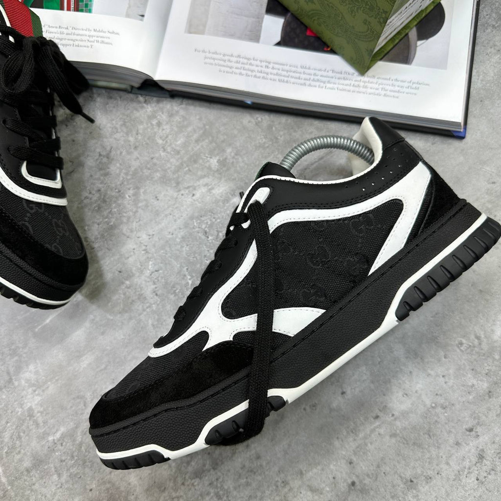 Gucci Re-Web GG Canvas Suede-Trimmed Trainers Mens in Black Color Best Sale UK Reps AAA Quality