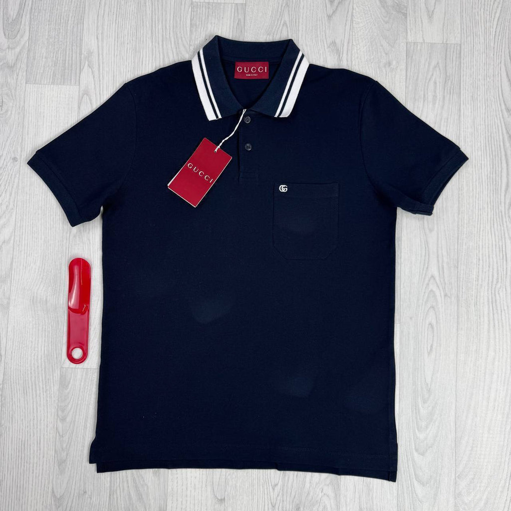 Gucci Men's Short Sleeve Cotton Polo Shirts Double G Cotton Logo Embroidered UK Reps AAA Quality