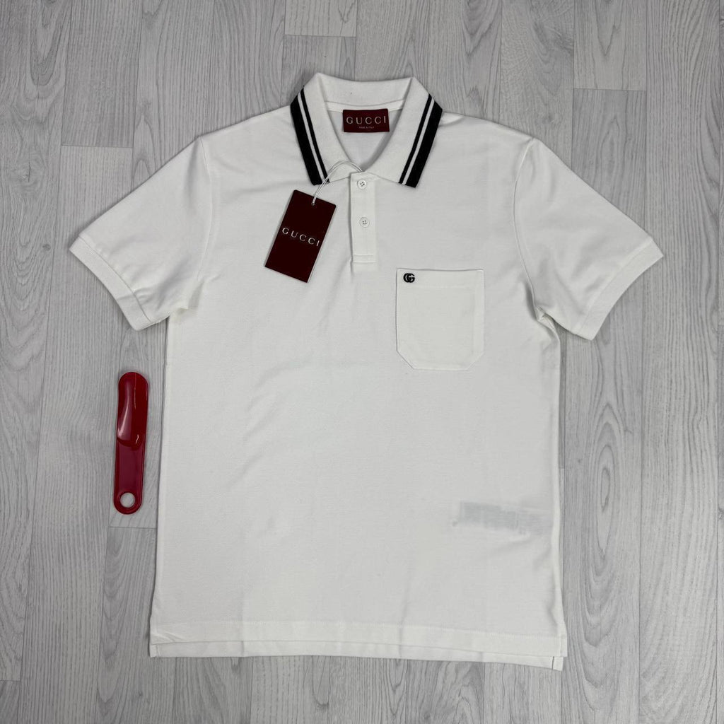 Gucci Men's Short Sleeve Cotton Polo Shirts Double G Cotton Logo Embroidered UK Reps AAA Quality