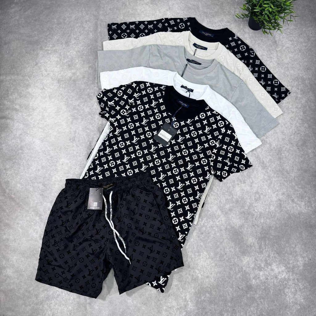 Louis Vuitton LV Monogram Jacquard Top Ready to Wear T-Shirts & Shorts Sets in Multiple Color Best Sale UK Reps