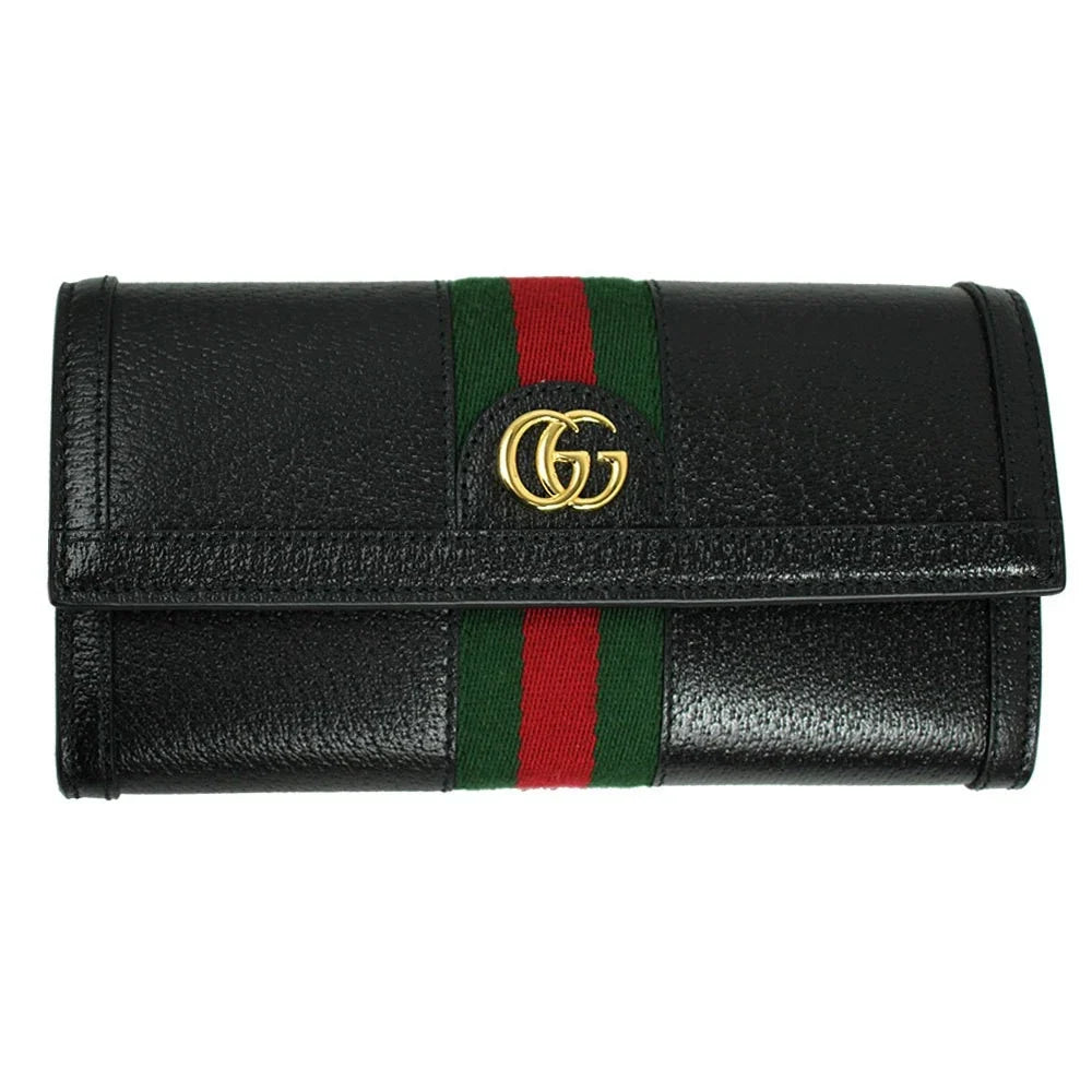 Gucci Wallet Women's Gucci Long REP Wallet Web Stripe Leather Black SALE UK